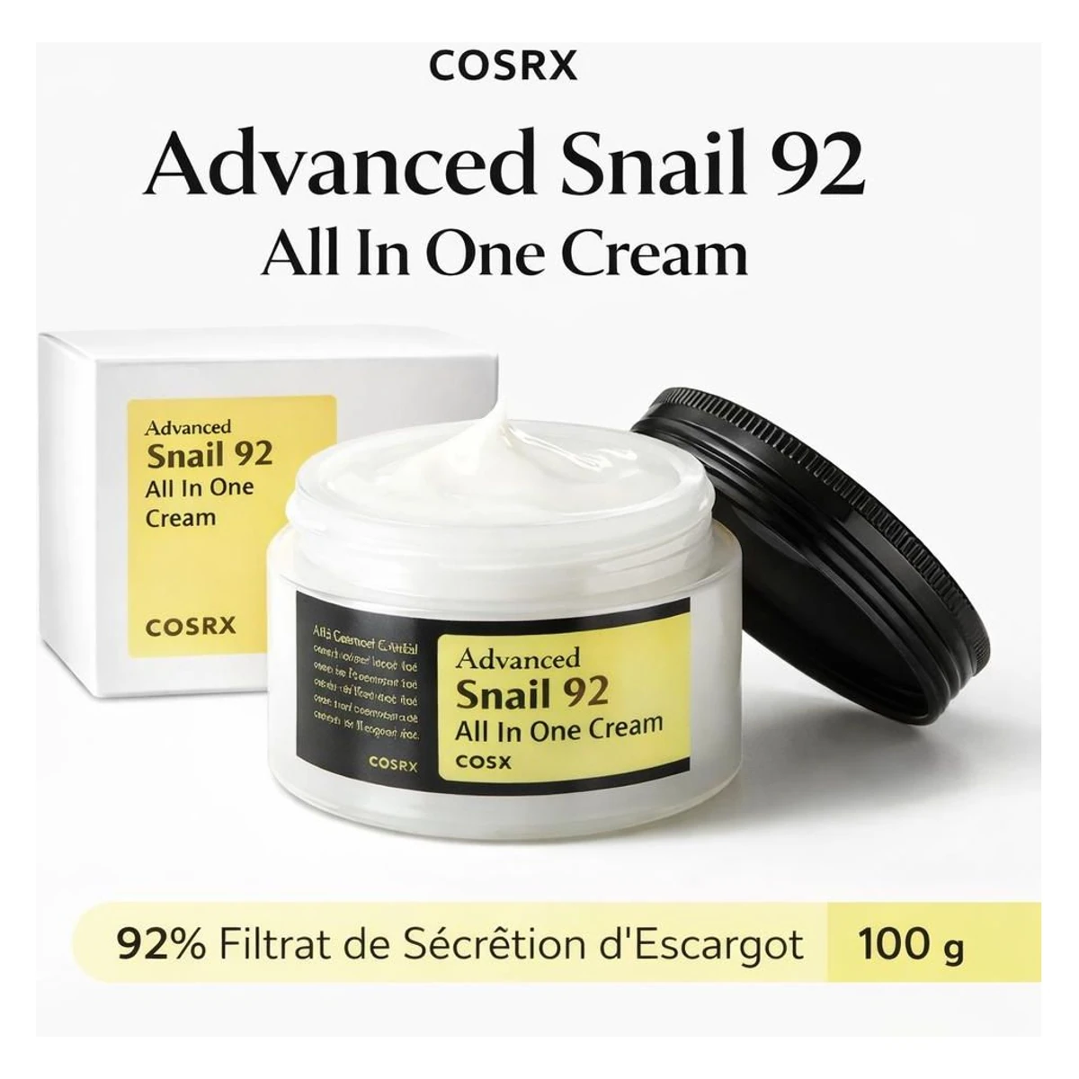 COSRX Advanced Snail 92 All In One Cream – Crème Hydratante & Réparatrice – 100g